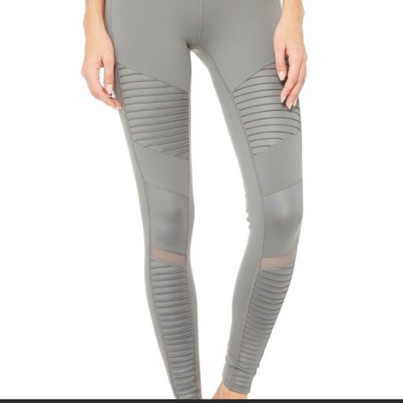 ALO Yoga Cadet Grey Moto Legging - Picture 2 of 8